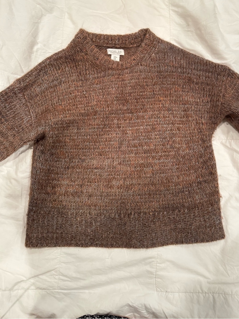 Rachel Zoe Marled Rust-Brown Crewneck Sweater - Picture 3 of 5